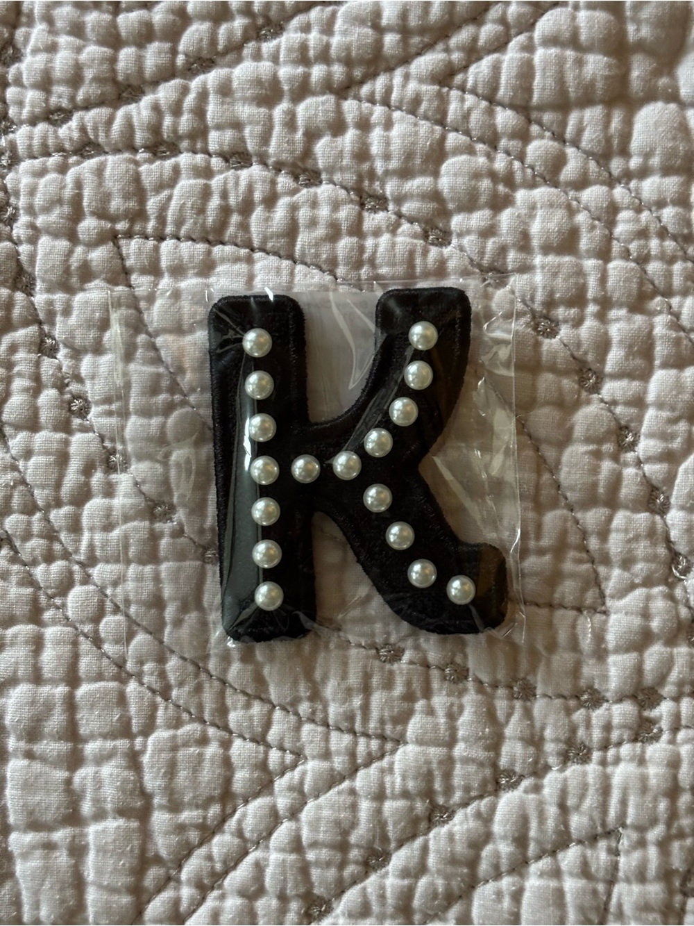 Stoney Clover Lane Black Pearl Letter Patch - K